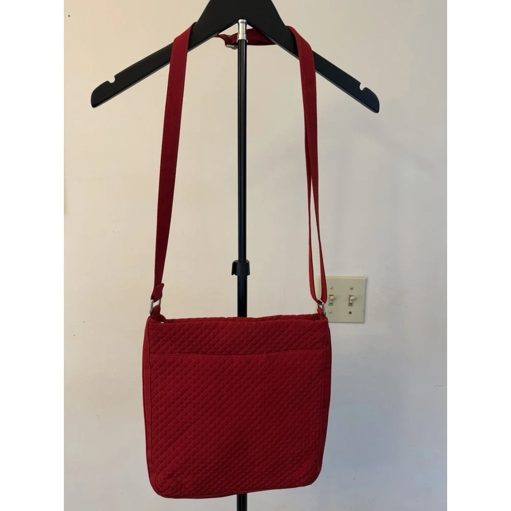 Vera Bradley Triple Zip Crossbody Bag Womens Medium Red Quilted Polyester